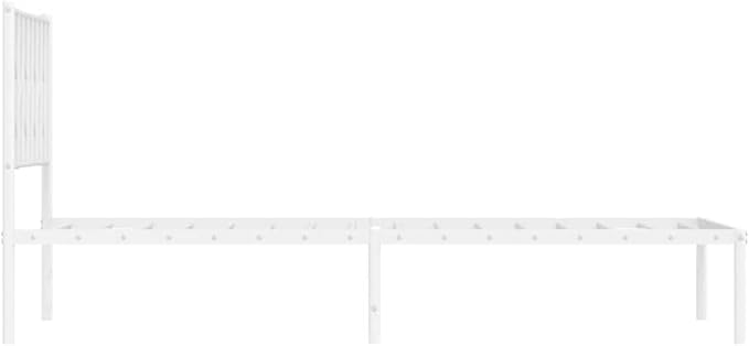 Bed Frame White Steel Single Bed Frame Rectangular Frame for Bedroom