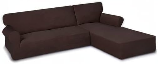 PureFit Super Stretch Sectional Couch Covers - 2 pcs Spandex Non Slip Sofa Covers with Elastic Bottom for L Shape Sectional Sofa Couch, Great for Kids & Pets（3 Seat Sofa + 3 Seat Chaise, Chocolate