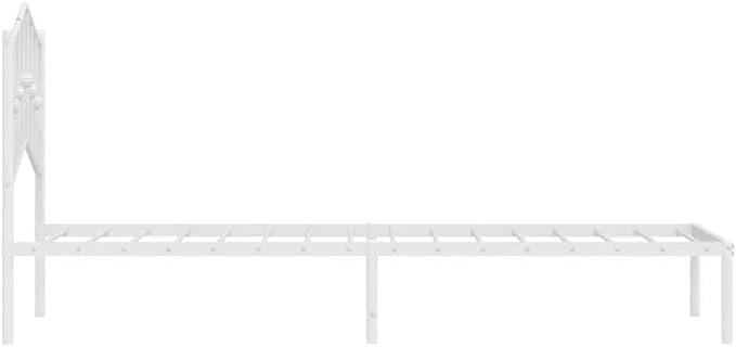Modern White Metal Bed Frame with Headboard, Sturdy Steel Structure for Single Sleeper, Easy Assembly, Ideal for Bedroom and Guest Room Decor