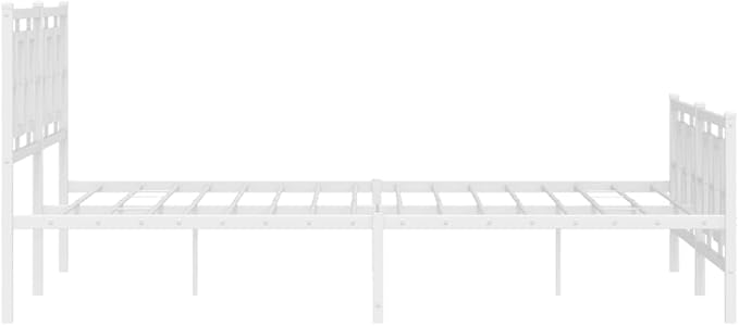 vidaXL Bed Frame White Powder-Coated Steel King Bed Frame Rectangular
