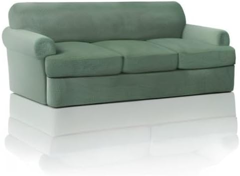 PrinceDeco T Cushion Sofa Slipcover 4 Pieces Sofa Covers for T Cushion Couch Soft Couch Cover (70"-88") Sofa Slip Cover Furniture Covers with 3 Individual T Shape Seat Covers Washable, Loden Frost