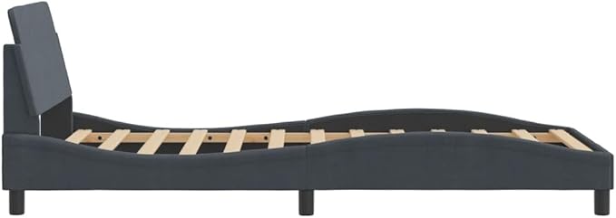 Light Gray Velvet Bed Frame with Storage, Modern Single Size Upholstered Platform for Small Spaces Dark Gray, 41.3 x 85.8 x 29.3 in