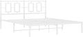 vidaXL Elegant White Steel Double Bed Frame - Powder-Coated Metal with Headboard, Metal Slats & Under-Bed Storage Space - Bedroom Furniture (59.1"x78.7")