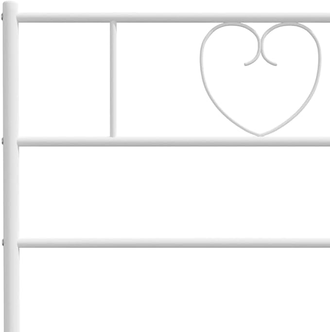 White Metal Bed Frame with Headboard, Modern Steel Platform Bed with Underbed Storage, Supports 59 x 79 Inch Mattress, Durable and Breathable Design for Bedroom or Guest Room