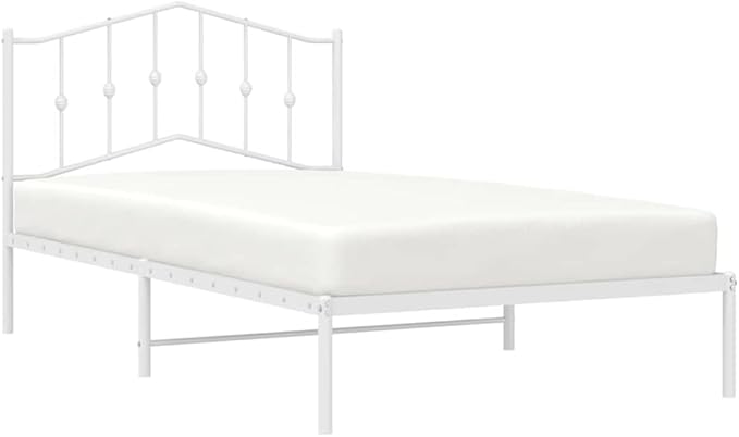Metal Bed Frame with Headboard, 39.4x78.7 Inches Twin Size, Sturdy Steel Platform Base with Storage Options, Breathable Design for Airflow, Modern Style for Small Spaces