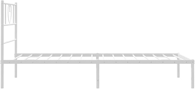 Modern White Metal Bed Frame with Underbed Storage, Minimalist Single Bed Platform for Small Spaces, Durable Steel Construction, Guest Room Ready