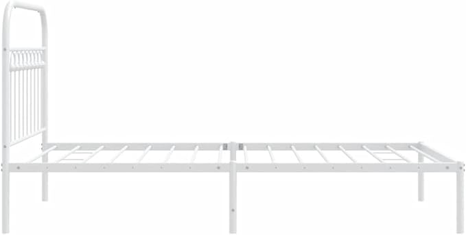 Classic White Metal Twin Bed Frame with Headboard, Sturdy Powder-Coated Rust-Resistant Design for Small Bedrooms and Guest Rooms, Fits Standard 39.4 x 78.7