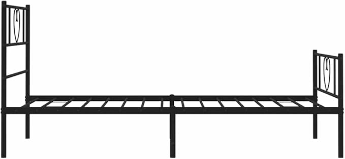 Twin Metal Bed Frame with Storage Space, Black Steel Platform Bed with Footboard, Minimalist Design for Bedroom, Durable and Easy to Clean