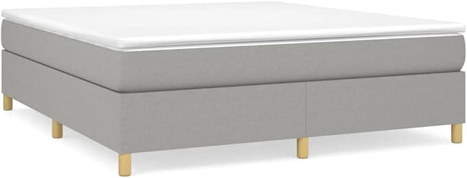 Bed Frame Light Grey Polyester, Plywood, Engineered Wood King Single Bed Double Bed for Bedroom Apartment