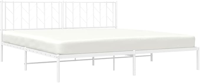 Bed Frame White Steel Double Bed Frame Rectangular Frame for Bedroom