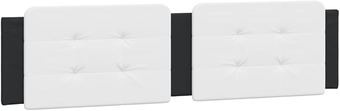 Bed Frame Black and White Faux Leather Full Size Platform Bed with Upholstered Headboard Modern Durable Design for Bedroom and Guest Room