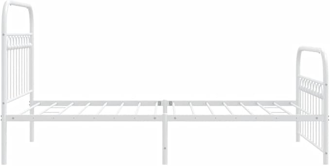 Modern Metal Bed Frame with White Powder-Coated Finish, Minimalist Contemporary Design for Small Rooms, Sturdy Steel Structure with Breathable Support and Easy