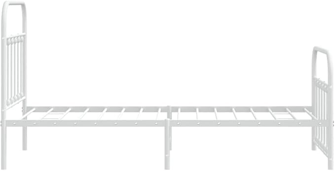 Bed Frame White Powder-Coated Steel Double Bed Bedroom Furniture for Living Room 35.4x74.8 in Frame