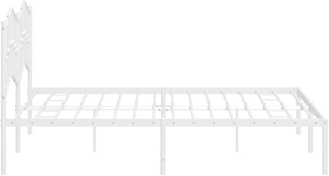 Modern Metal Bed Frame with Sleek White Finish, Contemporary Design for Bedroom, Durable Steel Structure with Strong Support for Couples and Guest Rooms