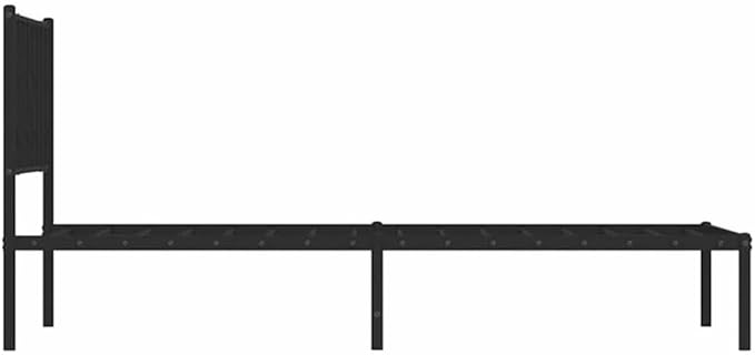 Pemberly Row Contemporary Powder-Coated Steel Single Bed Frame, Black Finish, 41.3 x 81.5 in, Minimalist Metal Design, Sturdy Bedroom Furniture for Guest Room or Small Spaces