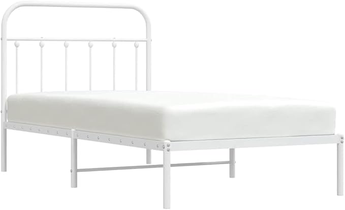 Bed Frame White Powder-Coated Steel Twin Bed Frame Rectangular headboard Bedroom Furniture for Bedroom