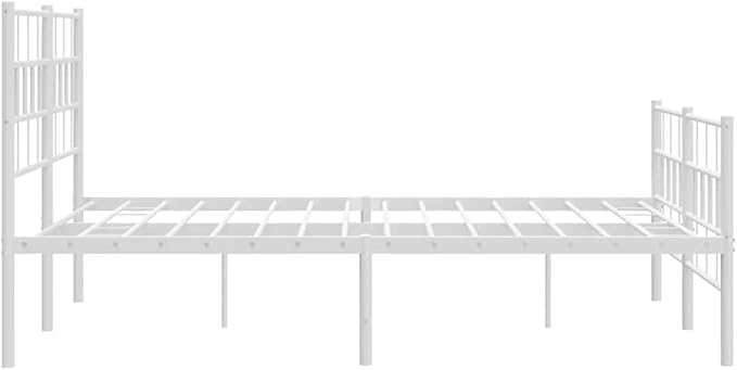 Queen Metal Platform Bed Frame 53x75 in Heavy Duty White Powder Coated Steel with 11.8 in Under Bed Storage Minimalist Modern Bedroom Furniture for Guest Master Bedroom