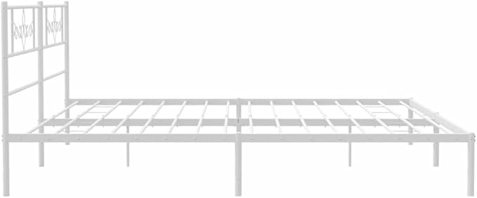 Modern White Metal Bed Frame with Sturdy Powder-Coated Steel Construction for Full Mattress Support up to 661 lbs Capacity, Compact Space-Saving Design and Easy Assembly