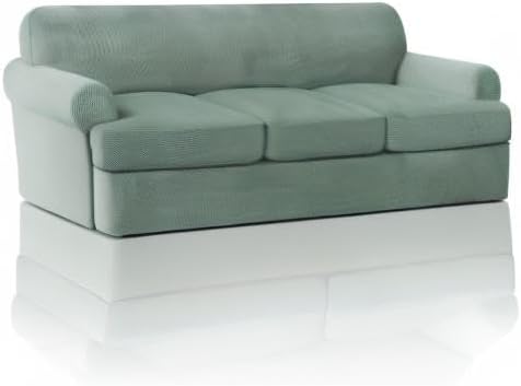 PrinceDeco T Cushion Sofa Slipcover 4 Pieces Sofa Covers for T Cushion Couch Soft Sofa Slip Covers Furniture Protector with 3 Individual T Shape Seat Covers Width Up to 88" Machine Washable, Sage