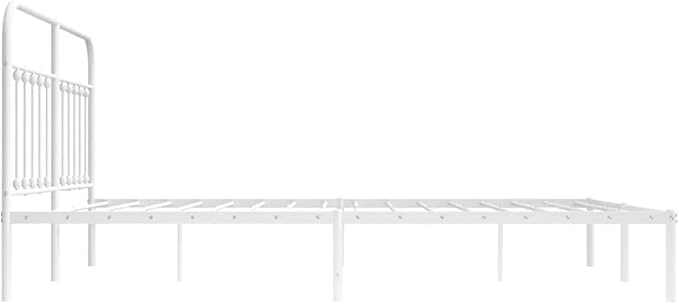 Bed Frame White Powder-Coated Steel Double Bed Frame headboard Bedroom Furniture for Guest Room