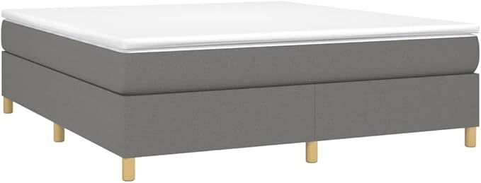 Bed Frame Dark Gray Polyester, Plywood, Engineered Wood King Single Bed Frame