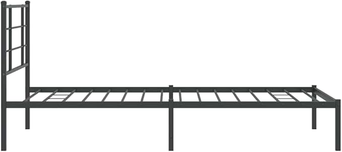 vidaXL Black Metal Bed Frame-Single 39.4"x78.7" with Headboard and Storage Space - Durable Steel Construction - Elegant Bedroom Furniture