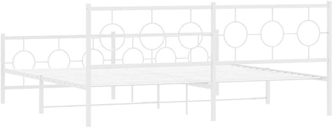 vidaXL Bed Frame White Powder-Coated Steel Double Durable Bed Frame