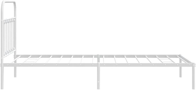 Bed Frame White Steel Twin Bed Frame Rectangular Industrial headboard Bedroom Furniture for Guest Room