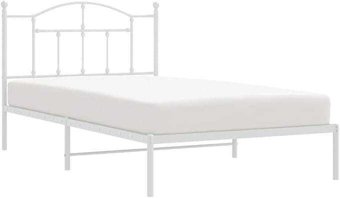 Bed Frame White Powder-Coated Steel Twin Bed Frame Rectangular Bedroom Furniture Bedroom Decor for bedrooms