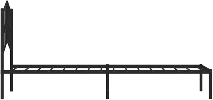 Twin Bed Frame with Headboard, Sturdy Powder-Coated Steel Design, Modern Black Finish for Bedroom, Underbed Storage Space, Durable Indoor Use