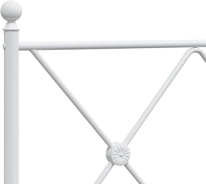 vidaXL Modern White Metal Bed Frame - Double Bed with Headboard, Steel Construction, Extra Underbed Storage Space - 59.1"x78.7"