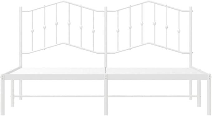 Modern White Metal Bed Frame with Steel Structure, Contemporary Design for Bedroom, Sleek Finish and Durable Support for Couples or Guest Rooms