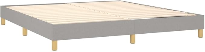 Bed Frame Light Gray Polyester Fabric, Plywood, Engineered Wood Bed Frame Single Bed for Bedroom Apartment