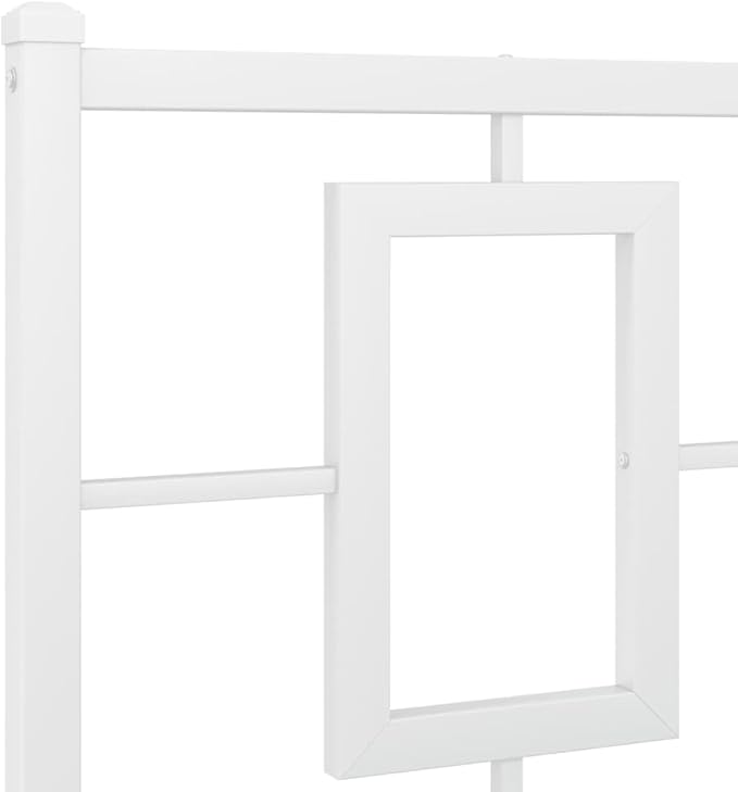 vidaXL Bed Frame White Powder-Coated Steel King Bed Frame Rectangular