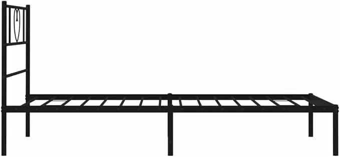 Modern Black Metal Bed Frame with Powder-Coated Steel, Contemporary Single Sleeper Platform for Bedroom and Guest Room