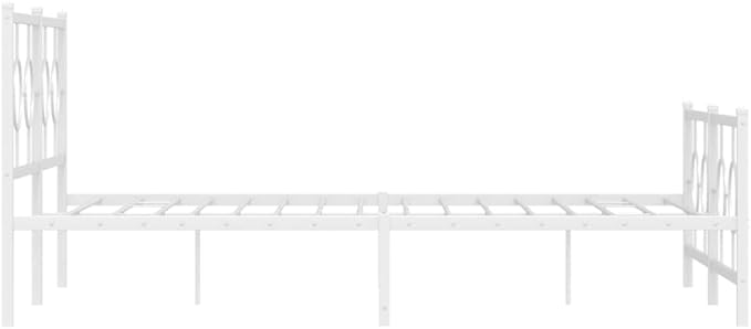 vidaXL Bed Frame White Powder-Coated Steel King Size Bed Frame