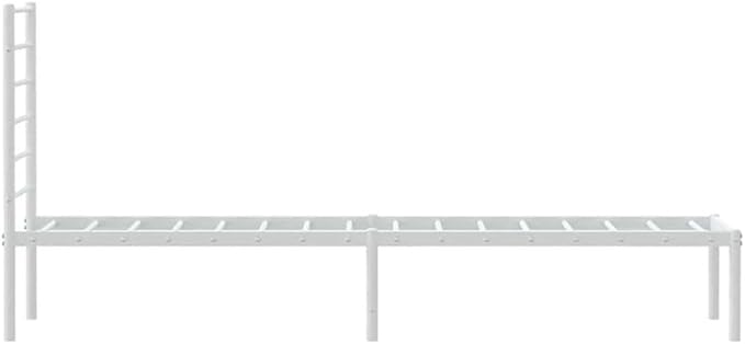 BOWERY HILL Powder-Coated Steel Bed Frame, Single Size, Durable Metal Construction, White Finish, Compact Design for Guest Bedroom or Small Spaces, Modern Style Indoor Sleeping Solution