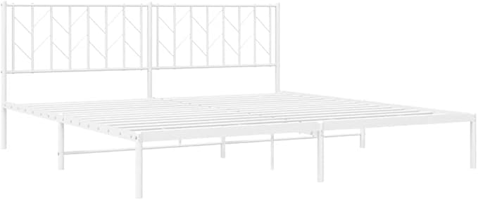 Bed Frame White Steel Double Bed Frame Rectangular Frame for Bedroom
