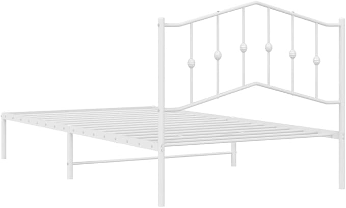 Metal Bed Frame with Headboard, 39.4x78.7 Inches Twin Size, Sturdy Steel Platform Base with Storage Options, Breathable Design for Airflow, Modern Style for Small Spaces