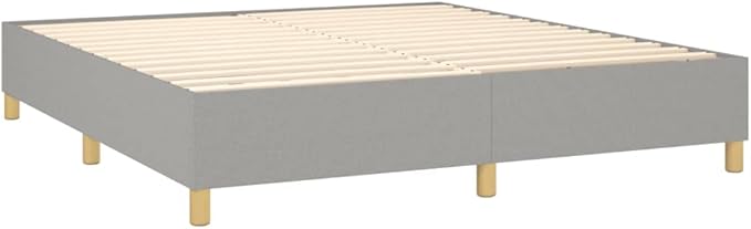 Bed Frame Light Grey Polyester, Plywood, Engineered Wood King Single Bed Double Bed for Bedroom Apartment