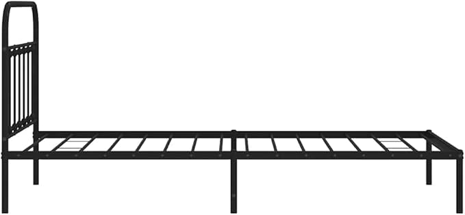 Bed Frame Black Powder-Coated Steel headboard Bed Frame for Bedroom 39.4x78.7 in