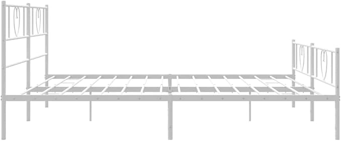 Modern White Double Metal Bed Frame with Under Bed Storage, Sturdy Durable Platform Bed for Adults, Minimalist Design for Bedroom or Guest Room