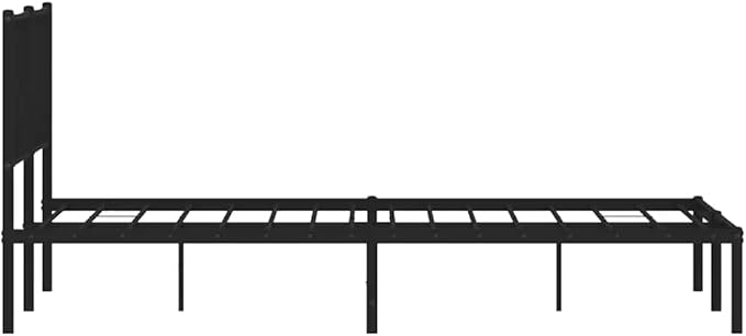 Bed Frame Black Powder-Coated Steel King Bed Frame Rectangular Easy Assembly for Bedroom
