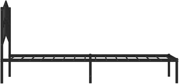 Modern Single Bed Frame with Metal Slats, Sleek Black Minimalist Design for Bedroom or Guest Room, Space-Saving Powder-Coated Steel Frame with Strong Support up to 220.5 lb