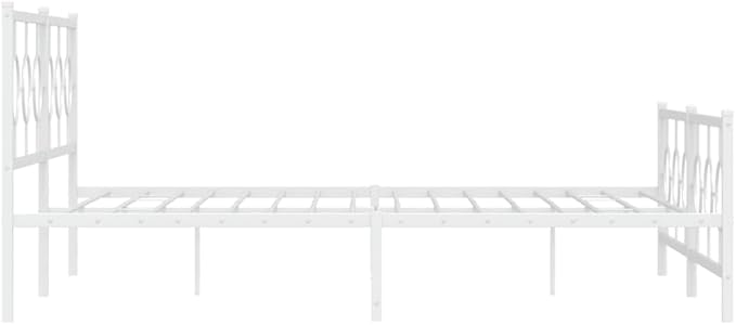 vidaXL Bed Frame White Powder-Coated Steel Double Durable Bed Frame