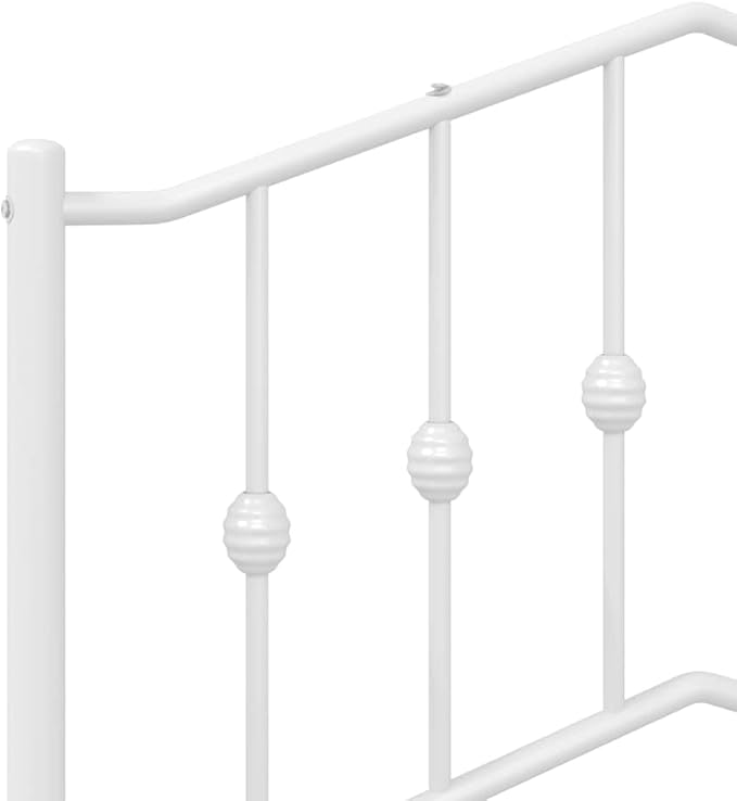 Classic White Metal Twin Bed Frame with Powder-Coated Steel, Modern Design for Adults and Guest Rooms, Durable Support and Easy Assembly