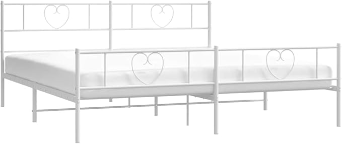 Modern White Double Metal Bed Frame with Under Bed Storage, Sturdy Durable Platform Bed for Adults, Minimalist Design for Bedroom or Guest Room