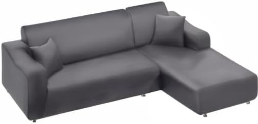 NAISI Sectional Couch Cover L Shape 2 Pieces Sofa Cover Soft Stretch Slipcovers with 2pcs Pillowcases Furniture Protector Couch Covers 3 Seater + 3 Seater(Light Grey)