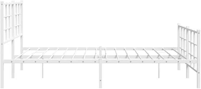 Modern King Size Metal Bed Frame with Heavy-Duty Construction and Powder-Coated White Finish for Bedroom, Sleek Minimalist Design, Easy Assembly, Spacious