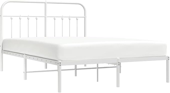 Bed Frame White Steel Double Bed Frame Rectangular Durable headboard Bedroom Furniture for Bedroom